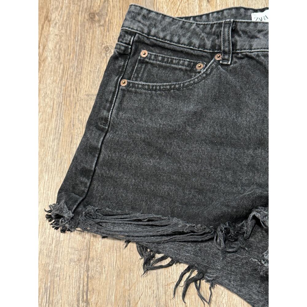 Zara Womens Black Denim Shorts Size 10 - Picture 5 of 8